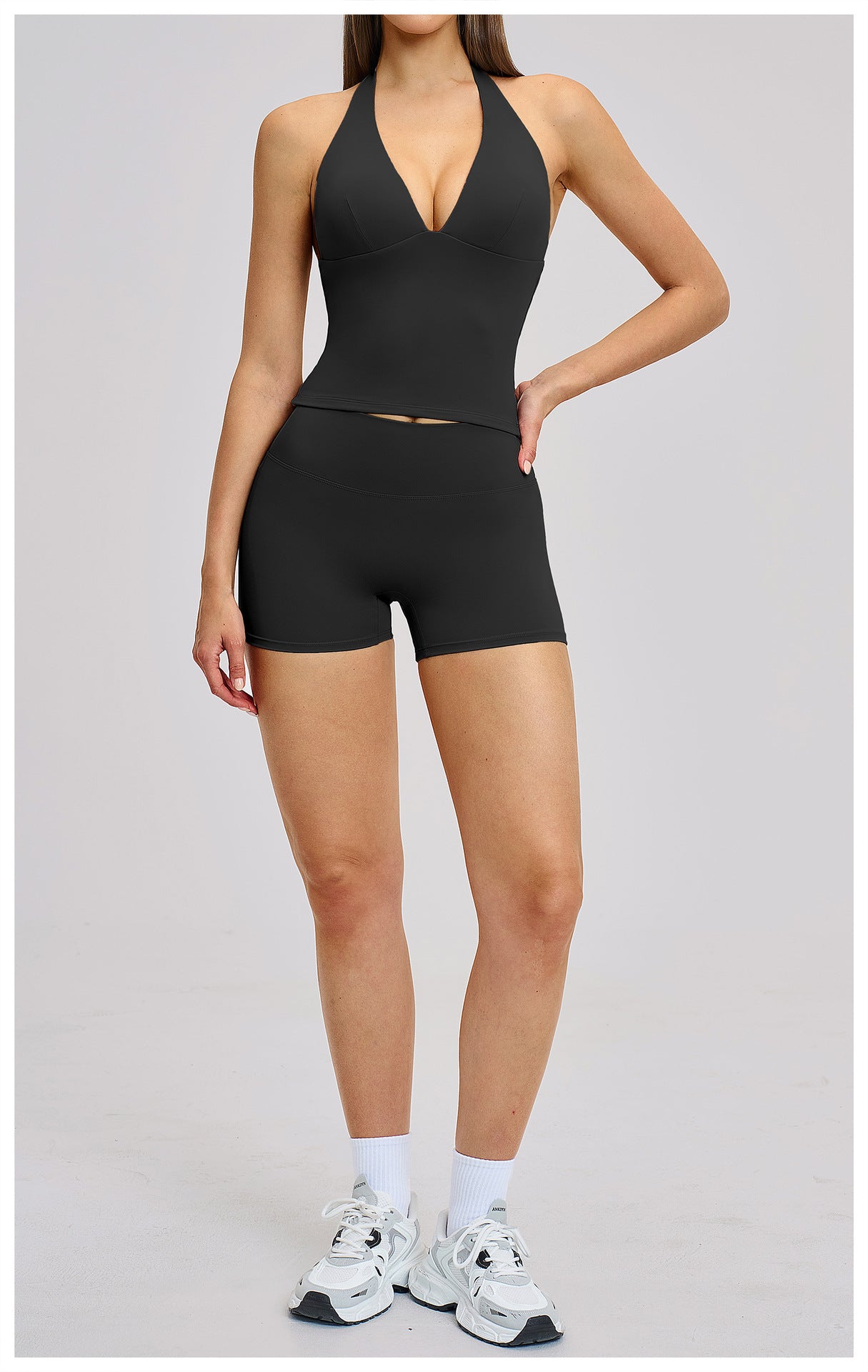 03/2026 Brushed Micro-flare Yoga Set, European and American Style Sports Running Fitness Set, Halter Neck Yoga Suit 4201