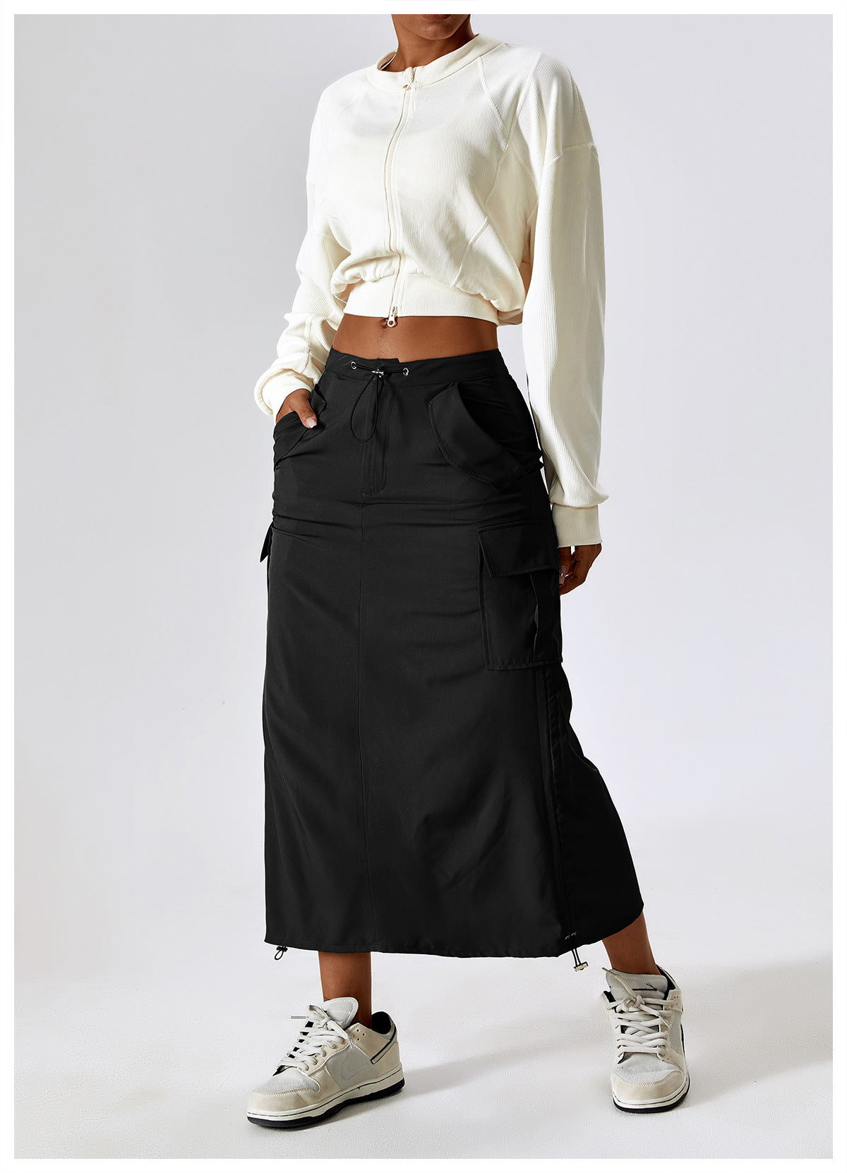 23.07 retro tooling skirt waist sports casual skirt mid-length all-match tooling pocket skirt 8336