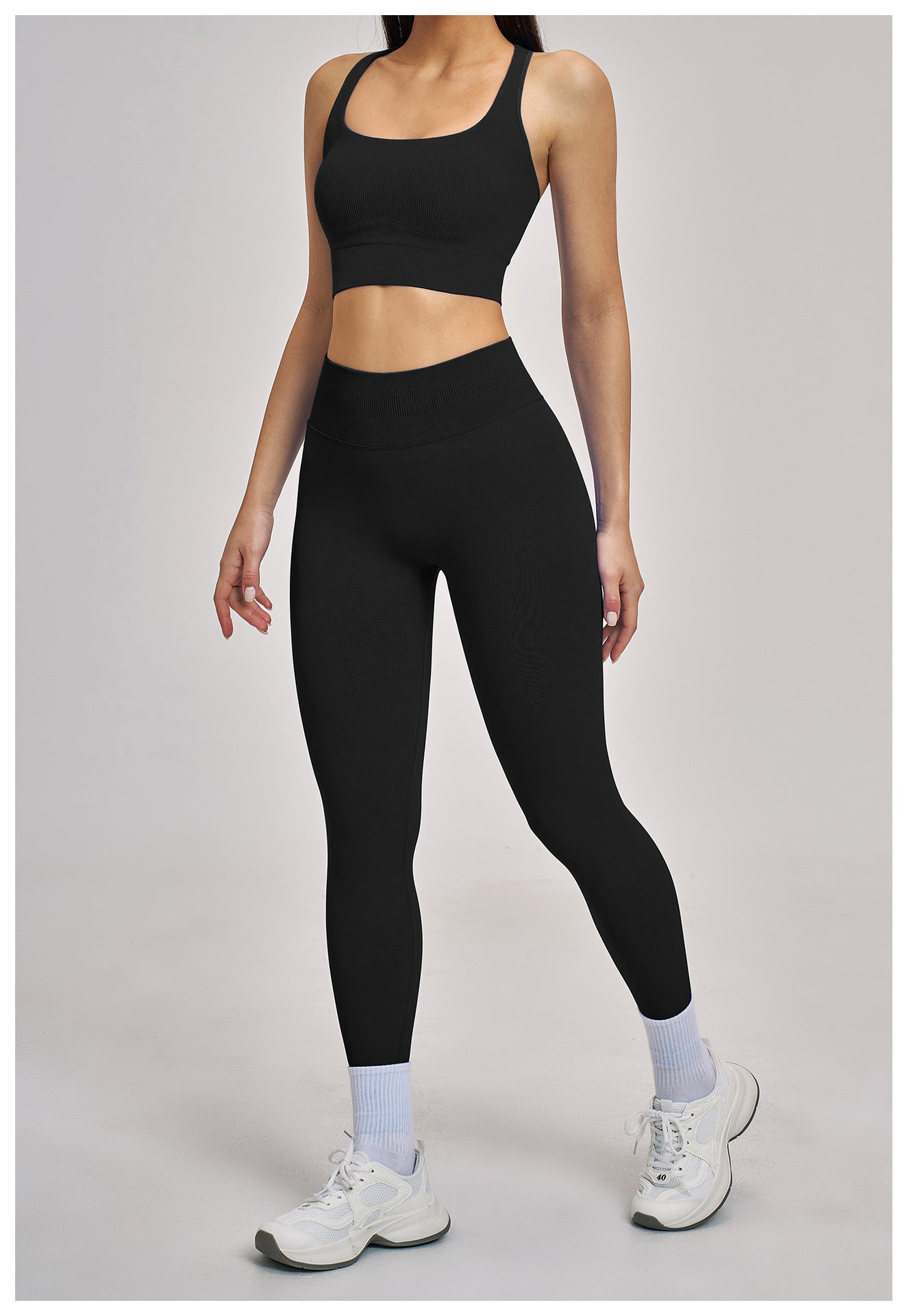 03/2026 Wholesale FOUREGG #5518 Seamless Yoga Set, Racerback Fitted Fitness Suit, High Elastic Running Sports Set for Women, 5518