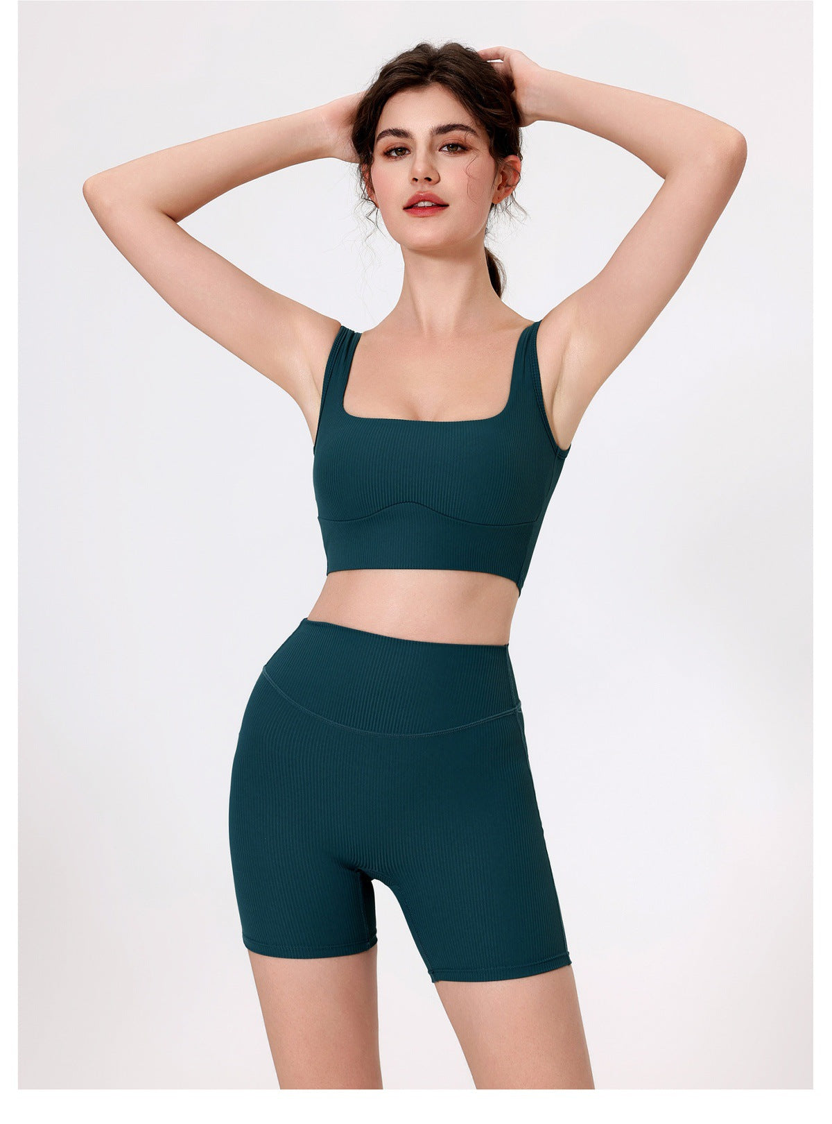 12/2025 fouregg Ribbed Yoga Shorts Peach Lift High-Waisted Gym Biker Shorts YDK5193