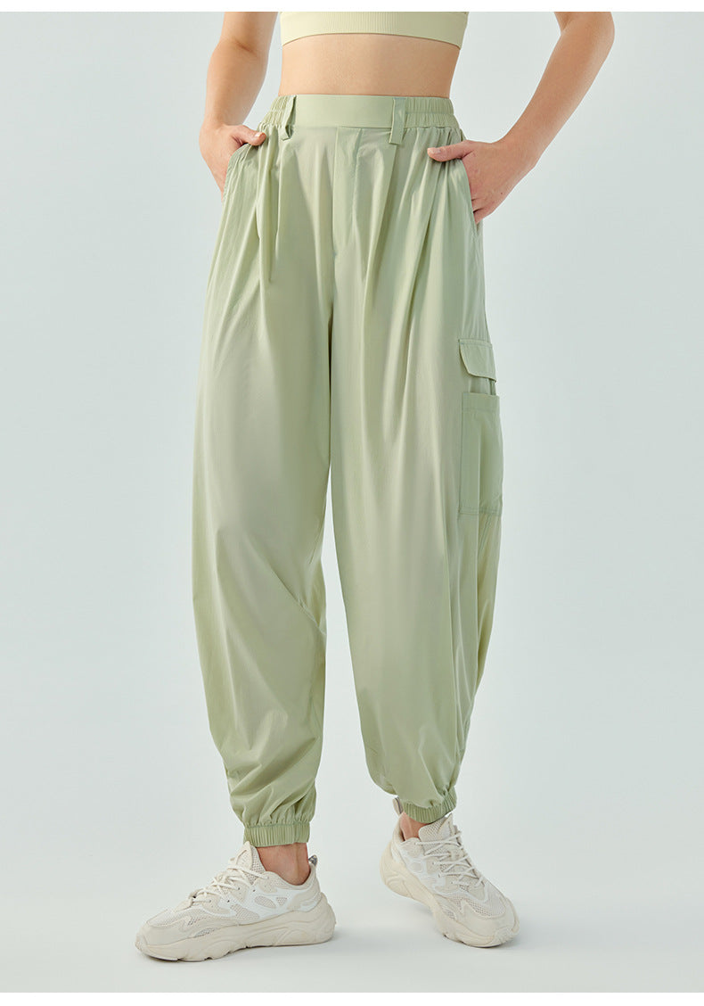 2023.09 New autumn and winter breathable loose vertical fitness pants ultra-thin breathable quick-drying running track pants for women