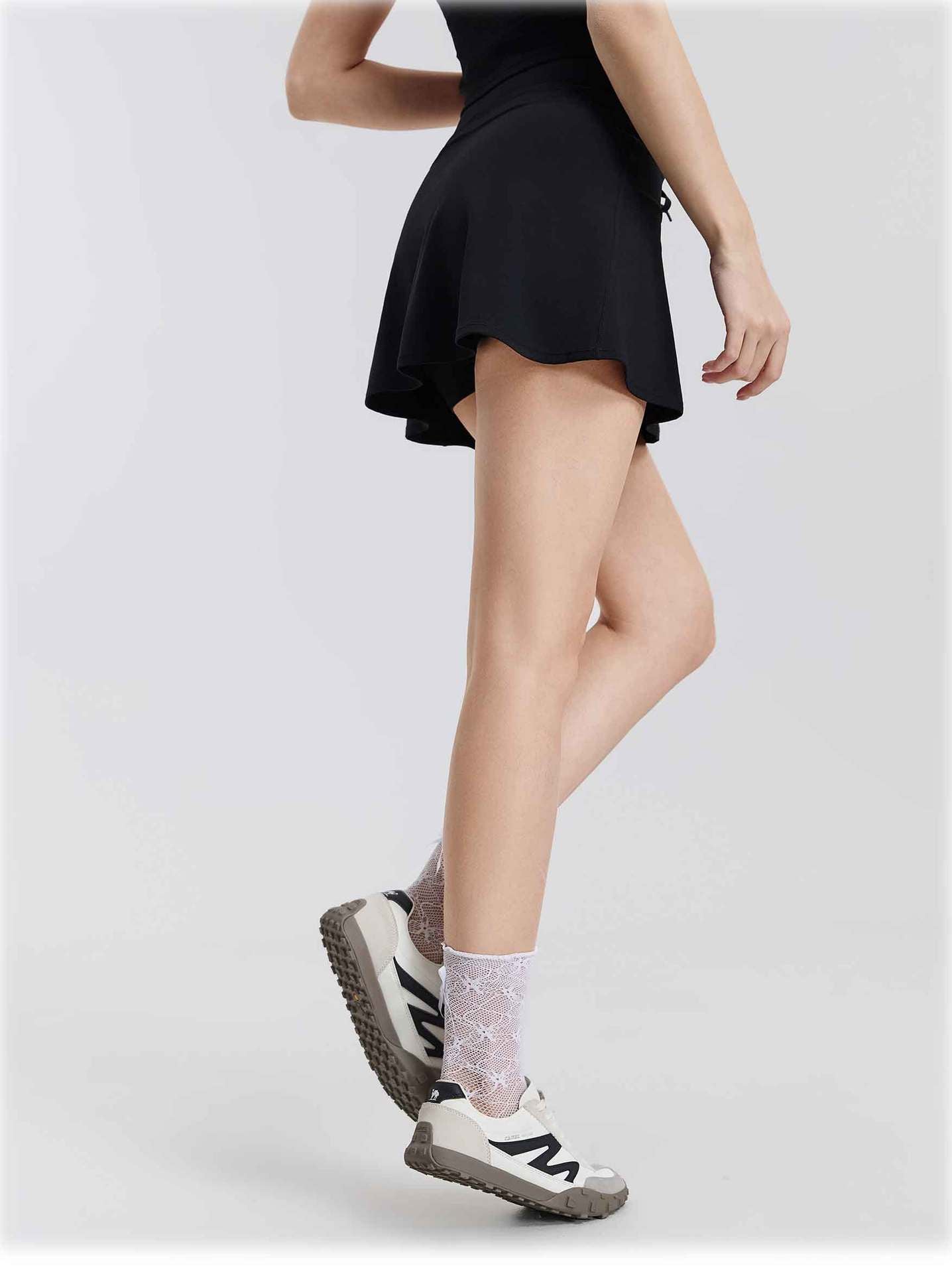 03/2026 Minifalda deportiva de secado rápido con doble cintura, minifalda de yoga elástica acanalada de corte A, minifalda de tenis deportiva antiexposición