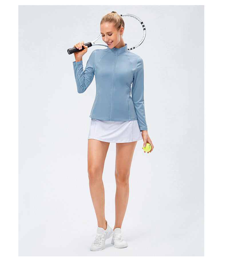 09/2025 Veste de sport à fermeture éclair et manches longues pour femme Automne/Hiver, Tenue de yoga de fitness ajustée, Haut de course élastique à séchage rapide 12613