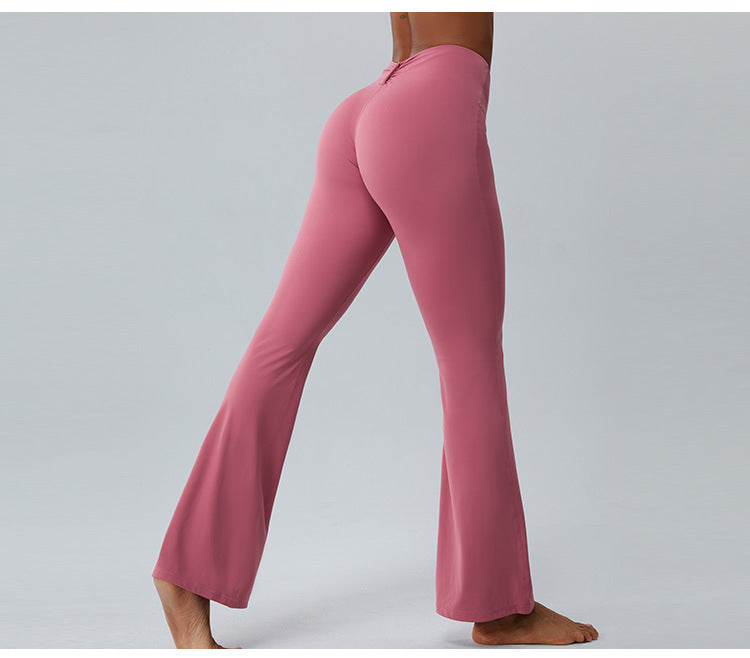 2023.08 Autumn new naked sense of lean speaker yoga pants women micro stretch wide leg pants high waist lift hip outdoor sports fitness pants