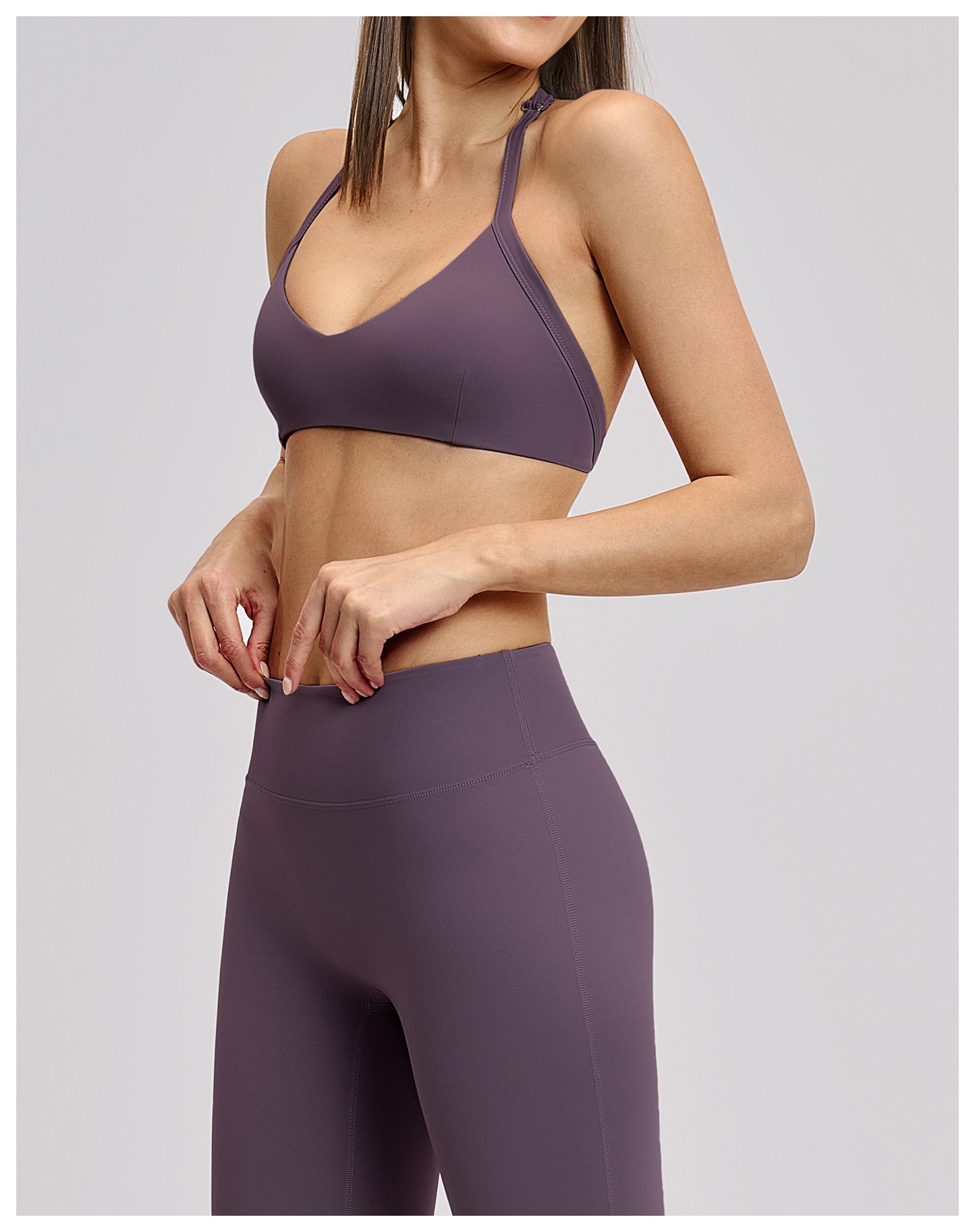 02/2026 Brushed halter neck sports bra with open back, yoga underwear, sports running fitness bra 4201