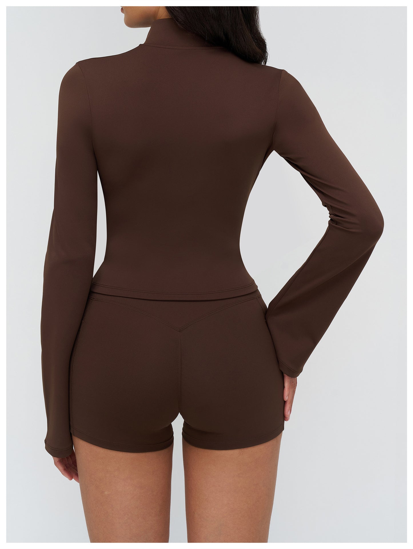 12/2025 Yoga coat, stand-up collar, zipper, flared sleeve, fashionable coat, outdoor running sports top, women 4518