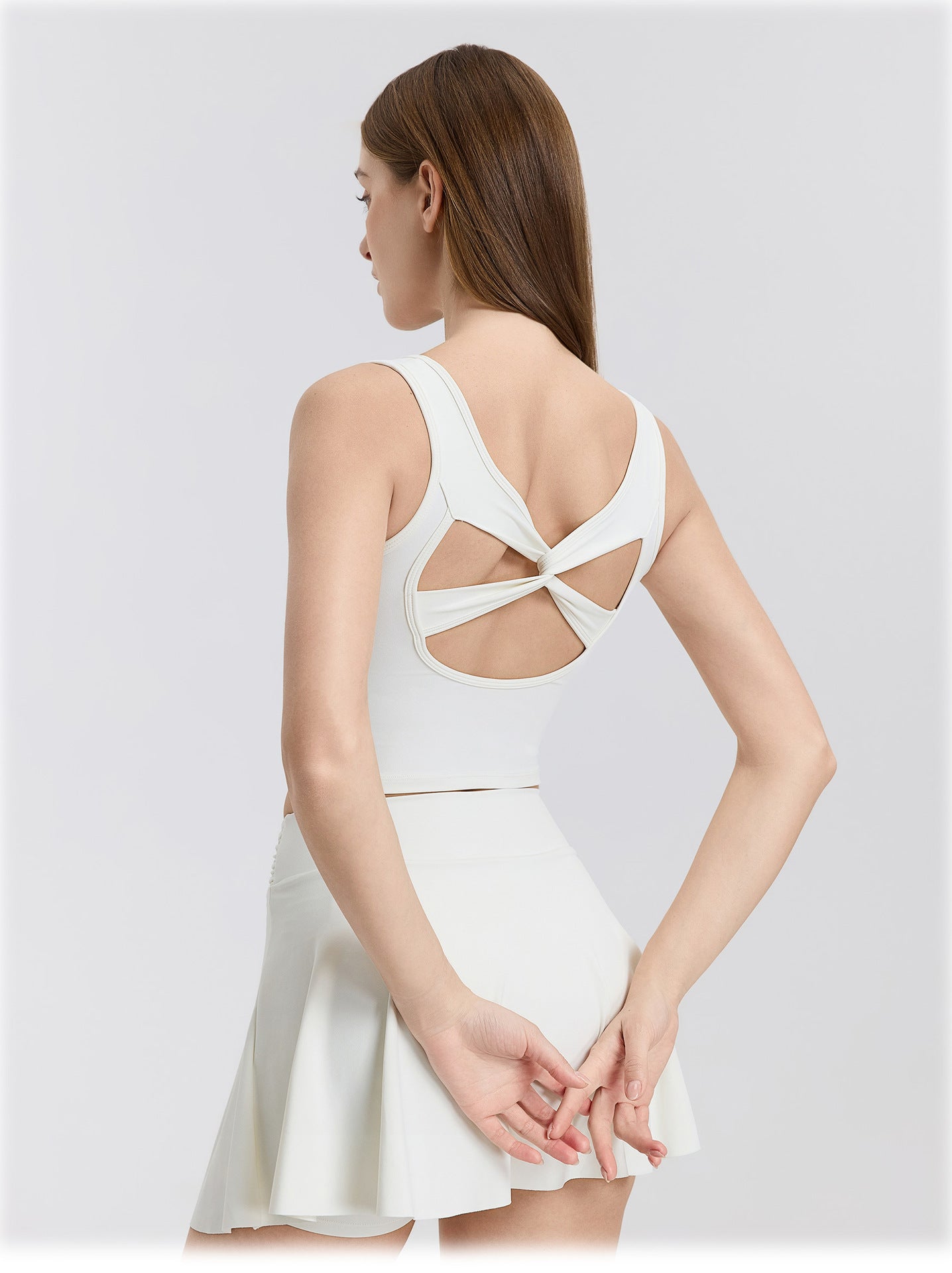 03/2026 fouregg Cloud-Feel One-Shoulder Yoga Top Built-in Bra Running Tops DX5874