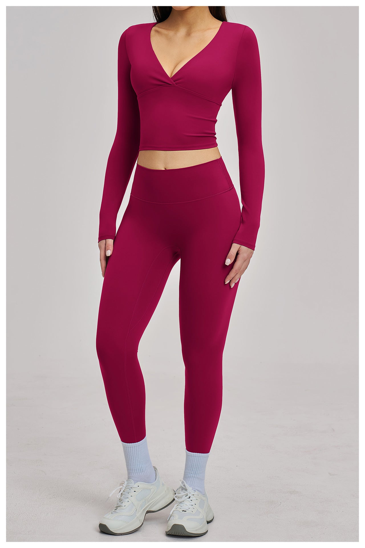 03/2026 European and American style brushed long-sleeved yoga set, sports running fitness set, versatile casual yoga wear 4520