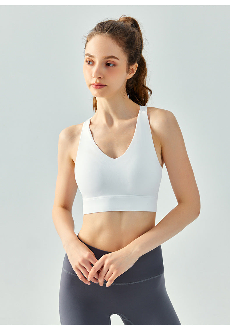 Yoga vest with chest pad summer fitness sling beautiful back bra top water drop fixed cup running sports bra