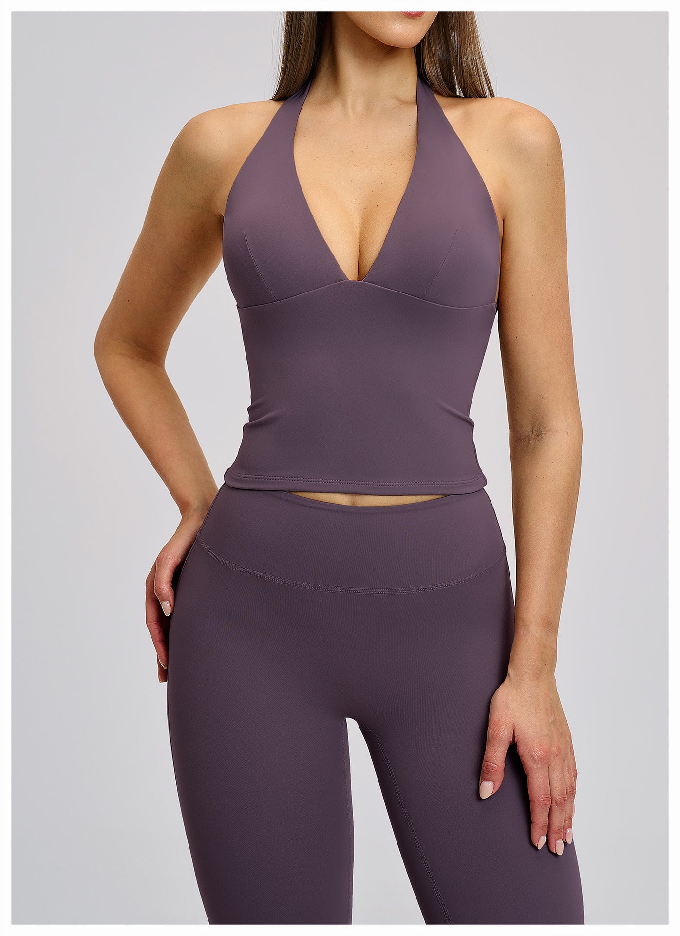 03/2026 V-neck European and American style yoga vest with padded chest, high elasticity, hollow design, outdoor beautiful back, fitness sports vest for women, 4201