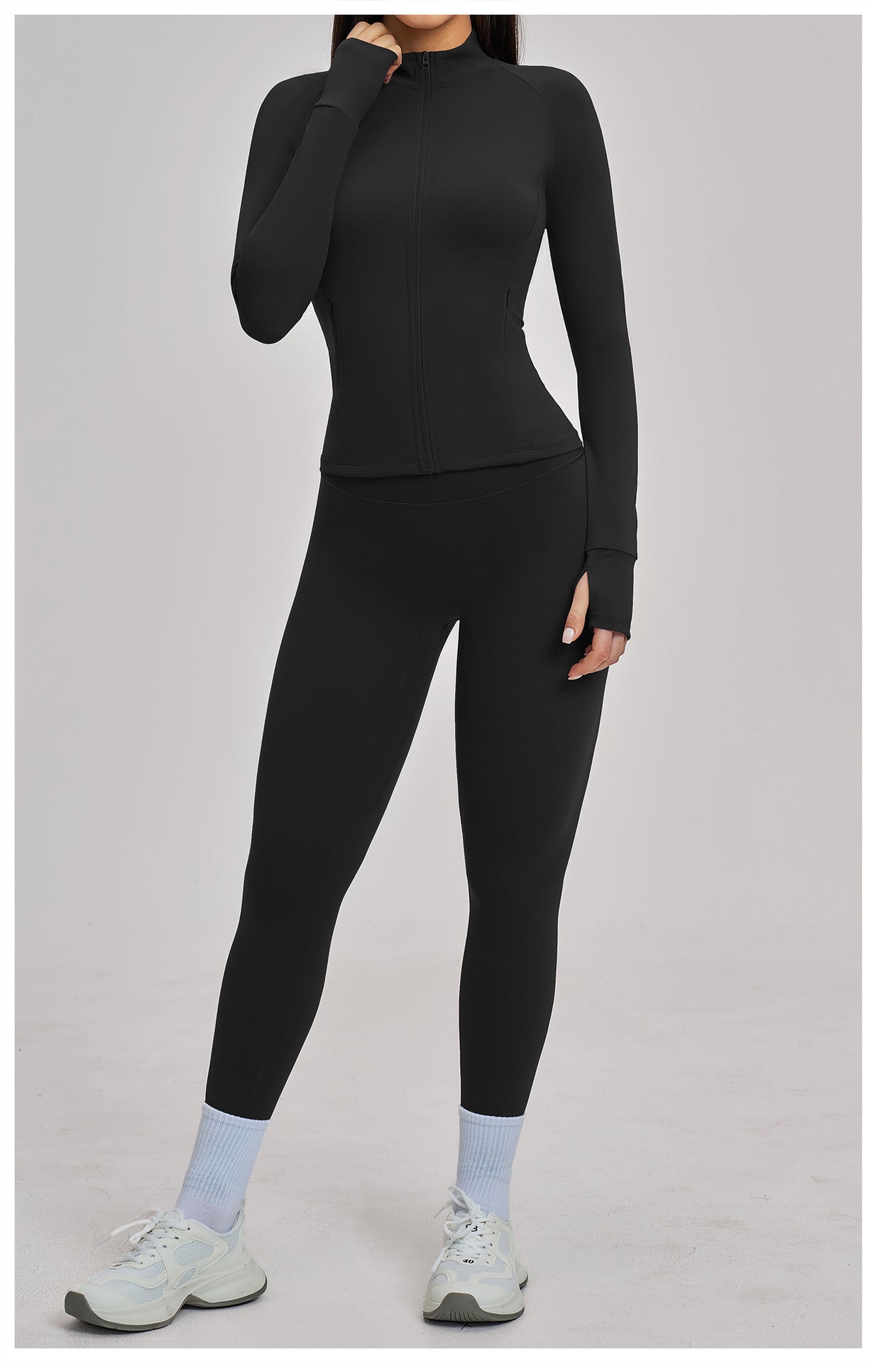 03/2026 Women's Zipper Casual Yoga Set, Brushed Outdoor Cycling Running Sports Fitness Set 4510