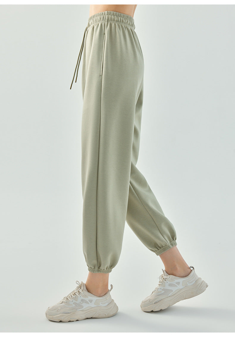 2023.08  sports pants women's soft waxy air layer beam running pants exercise loose casual wide-leg solid color fitness trousers