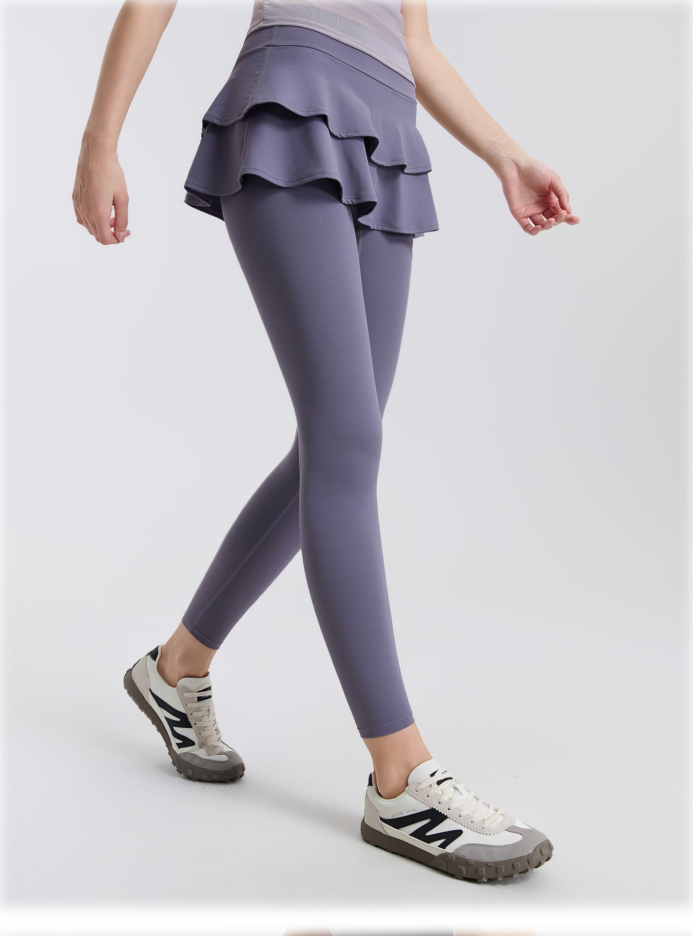 01/2026 High-waisted, two-piece design, nude-feel yoga pants/skirt, suitable for wearing as outerwear, running, sports, breathable, fitness, tights, dance skirt