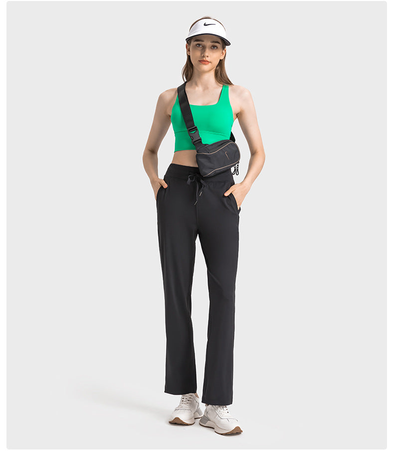 Hyosung Spandex Straight Casual All-match Sports Trousers Women's High Waist Abdominal Training Fitness Yoga Pants