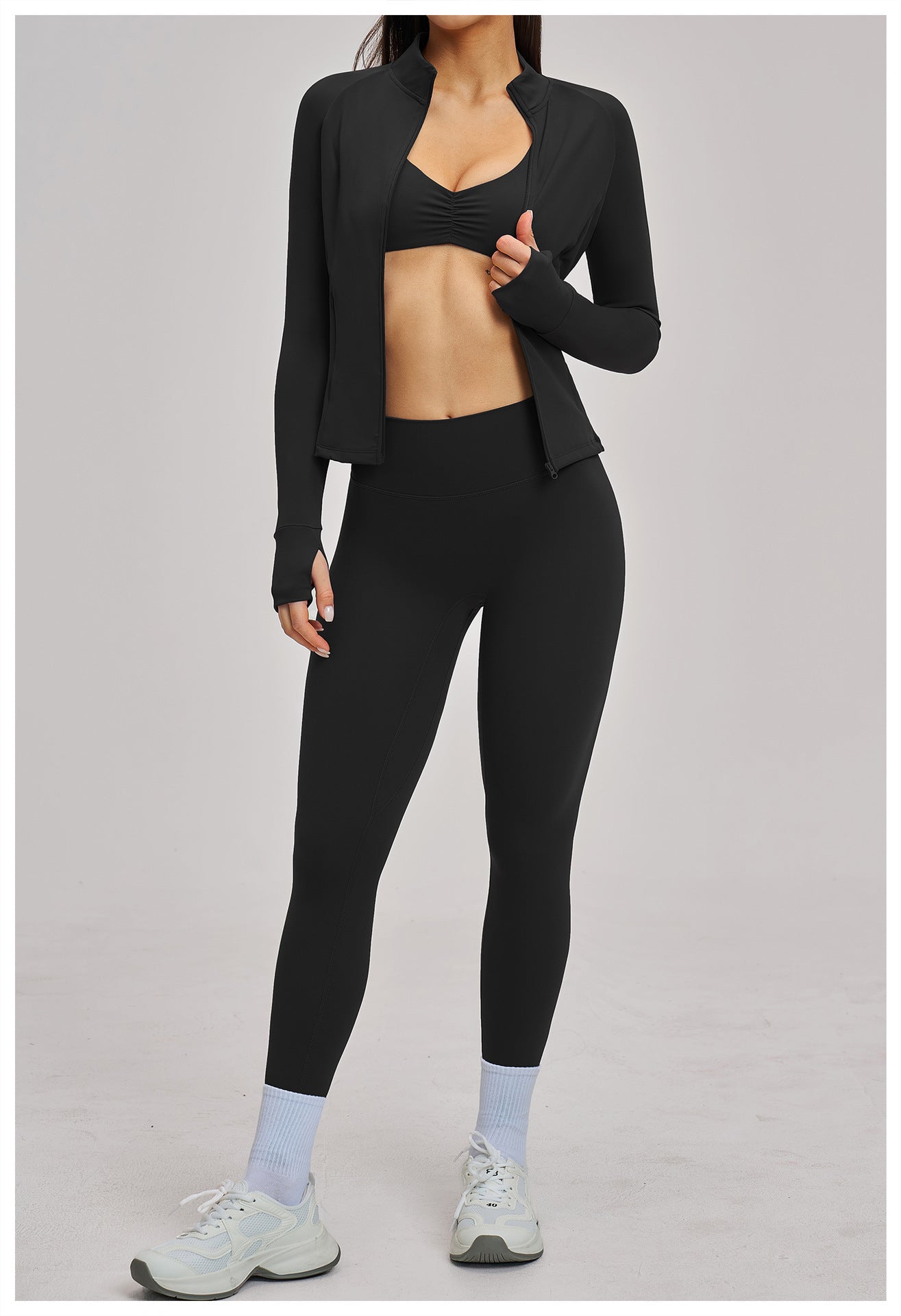 03/2026 Conjunto deportivo con cremallera acanalada - Conjunto casual para mujer - Ciclismo al aire libre, running y triatlón de fitness 4510