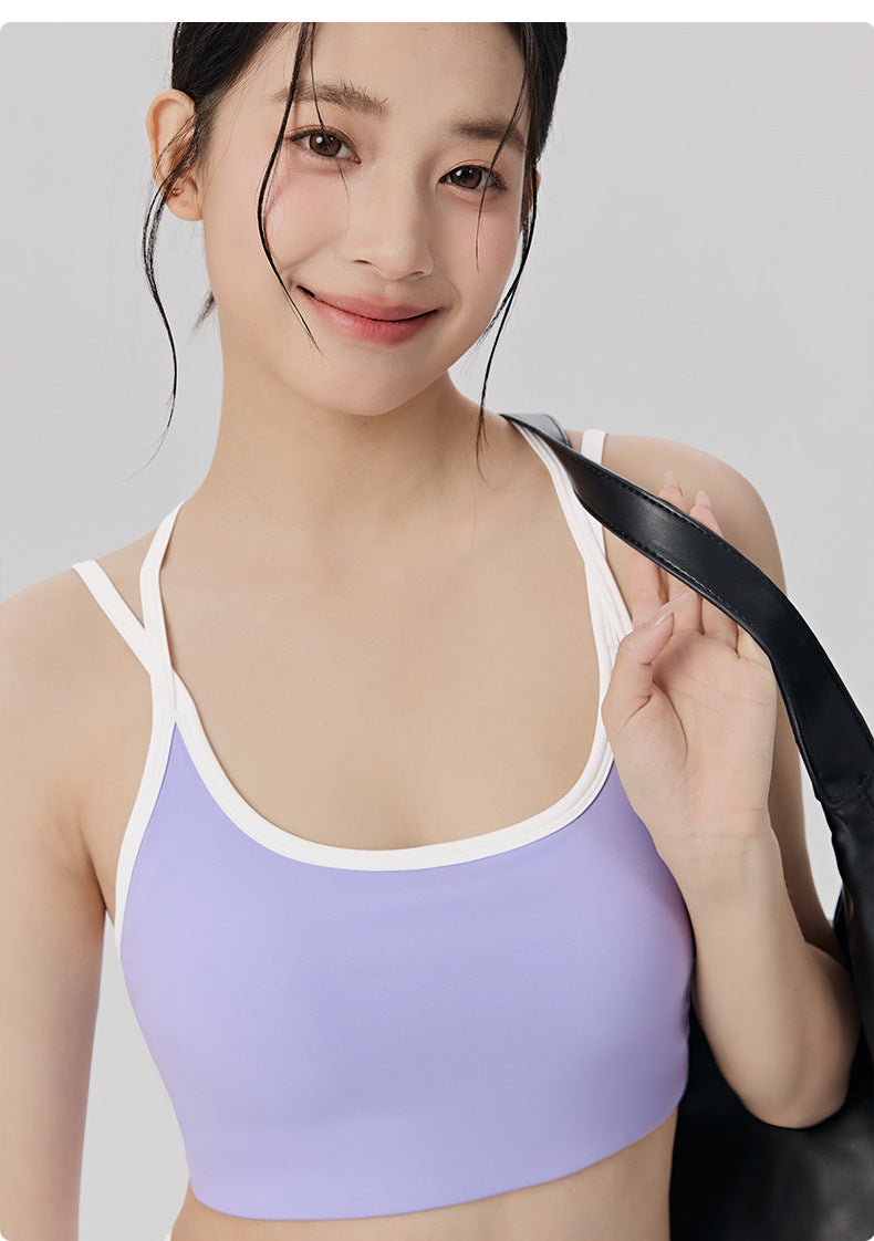 01/2026 Women's color-blocked, cool, breathable, two-piece sportswear set, antibacterial, comfortable, and breathable, perfect for Pilates and yoga.