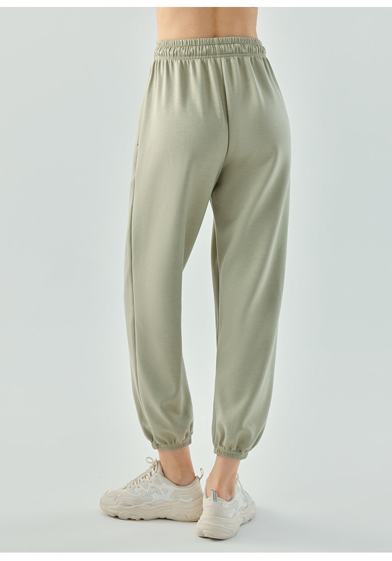 2023.08  sports pants women's soft waxy air layer beam running pants exercise loose casual wide-leg solid color fitness trousers