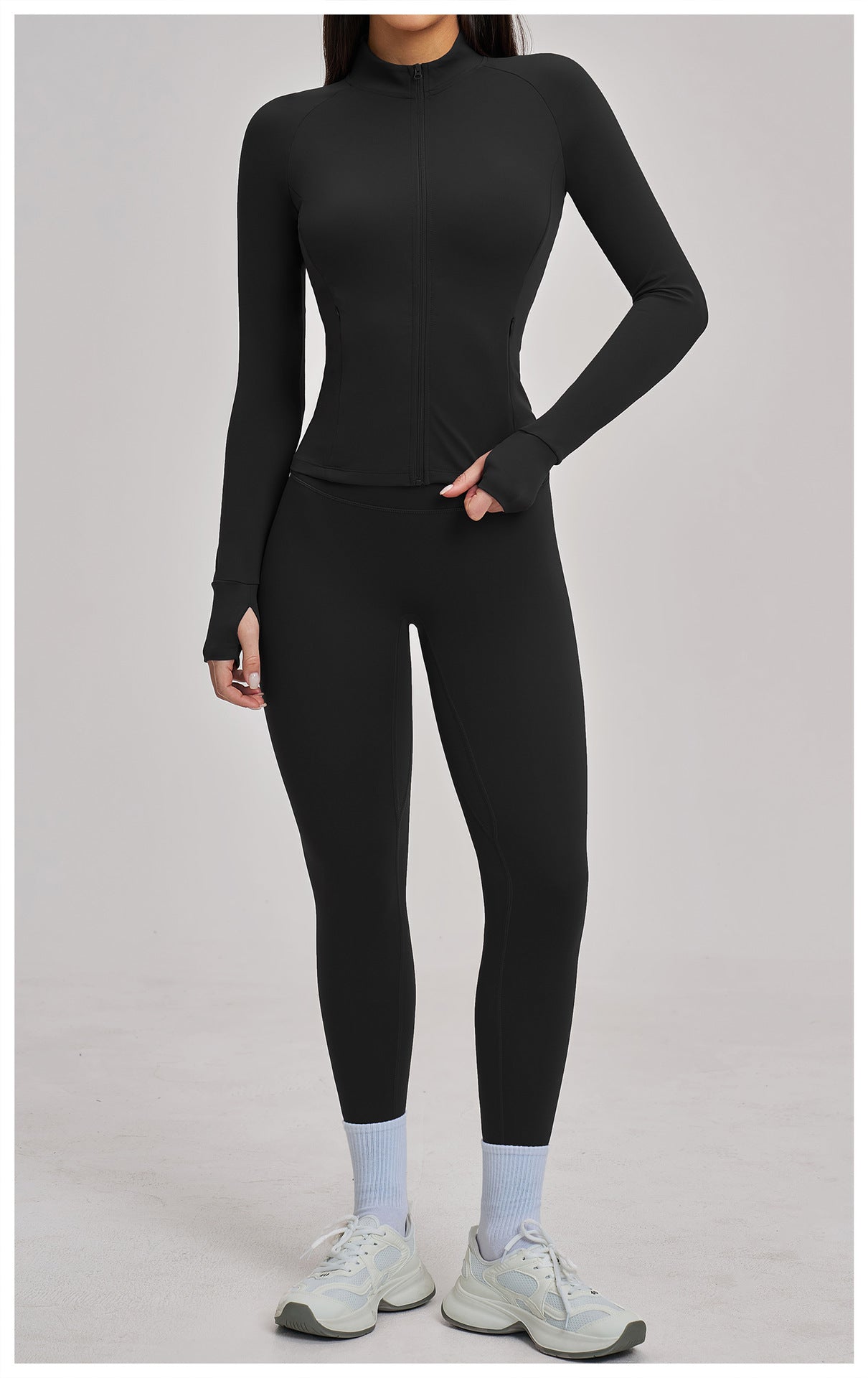 03/2026 Women's Zipper Casual Yoga Set, Brushed Outdoor Cycling Running Sports Fitness Set 4510