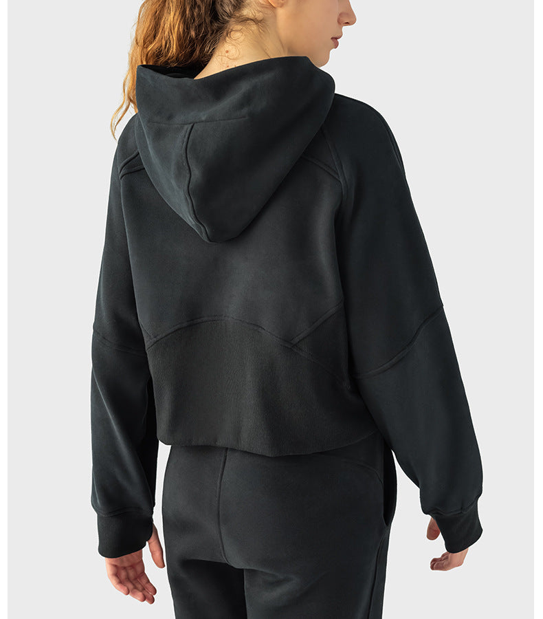 2023.09 SCA Autumn Winter warm with velvet zipper hooded sports coat loose yoga casual fashion all-in-one hoodie