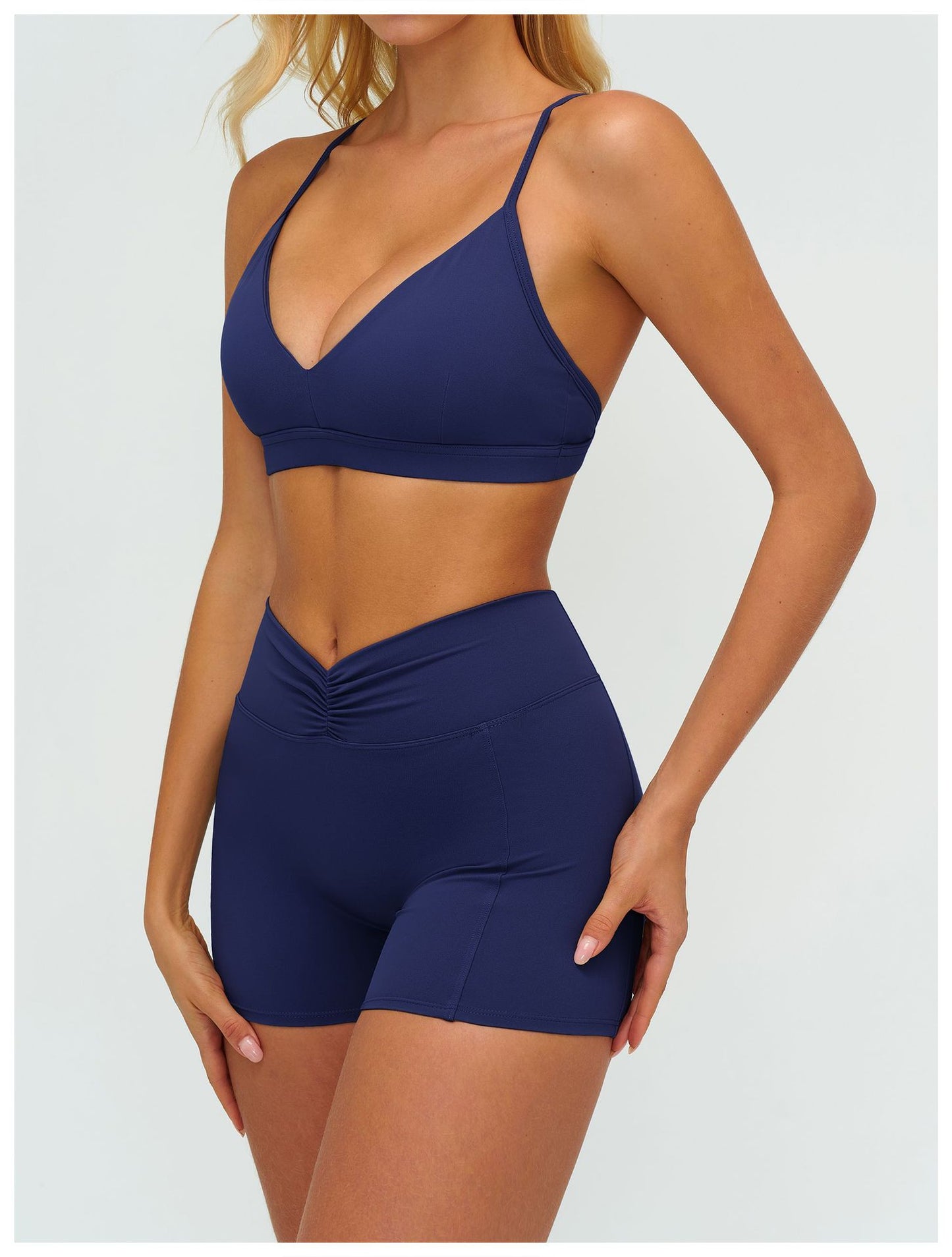 12/2025 Sujetador de yoga con cuello en V cepillado y espalda en forma de Y, sujetador deportivo ajustable, sujetador deportivo para fitness y correr 9313 -
