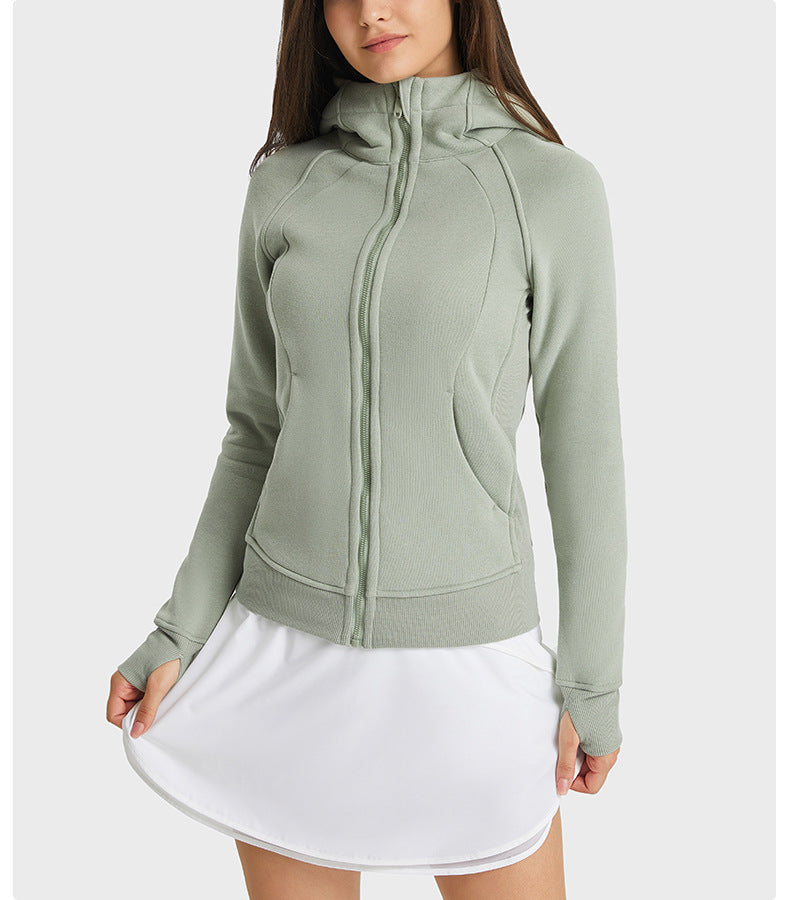 08/2024 update colors 2023.09 SCA's new thick warm hooded sport jacket for women's outdoor casual yoga workout jacket