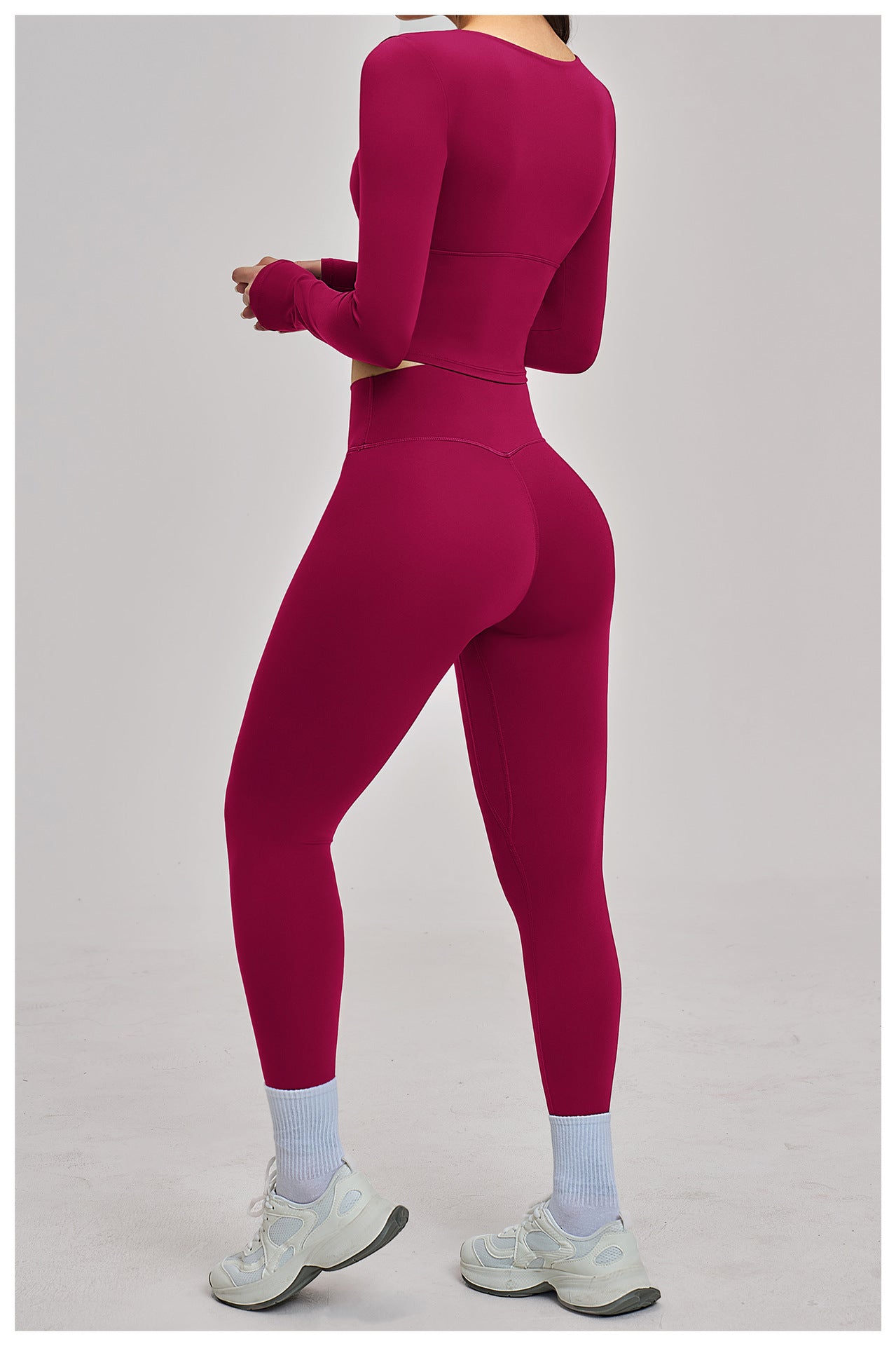 03/2026 European and American style brushed long-sleeved yoga set, sports running fitness set, versatile casual yoga wear 4520