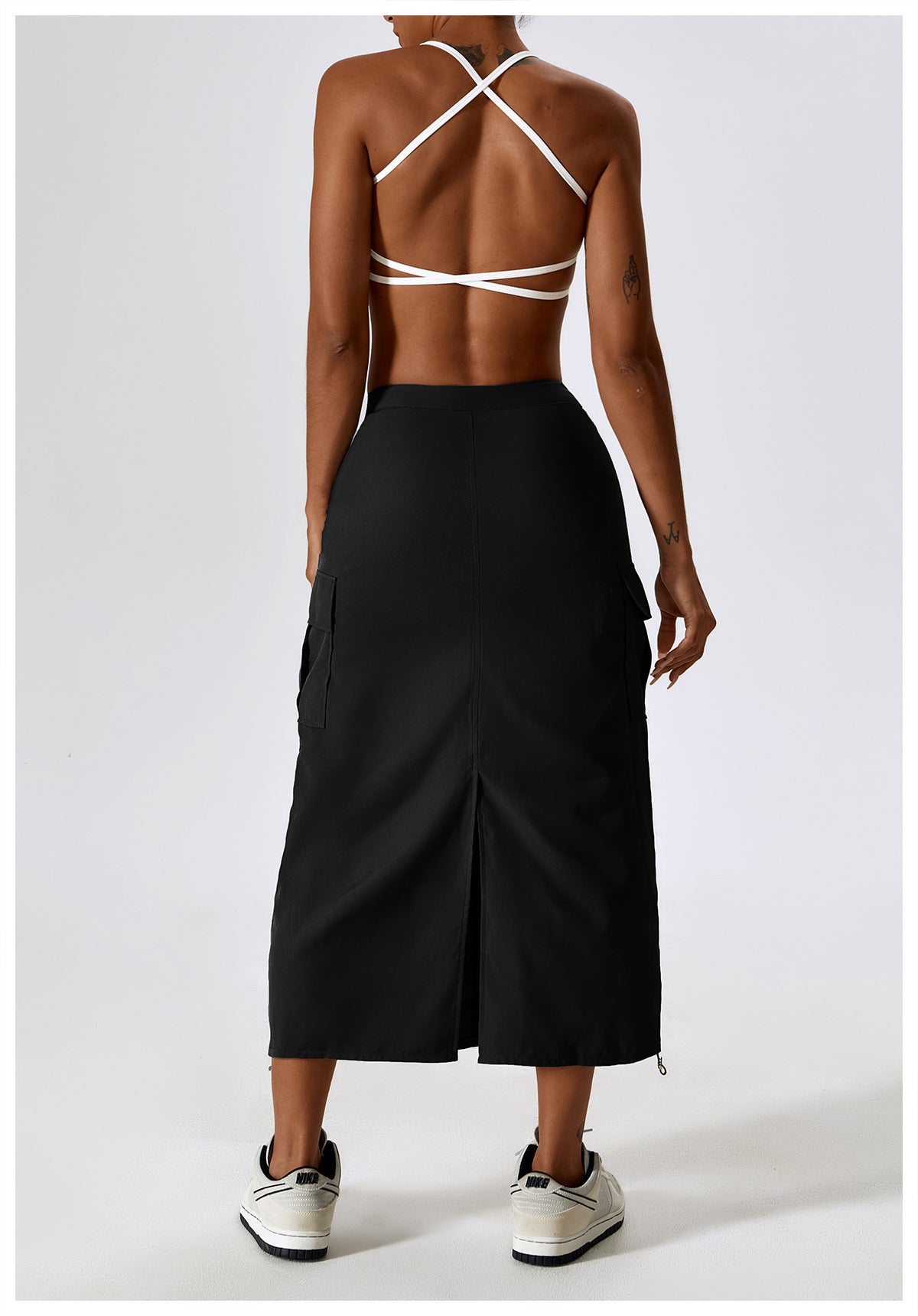 23.07 retro tooling skirt waist sports casual skirt mid-length all-match tooling pocket skirt 8336