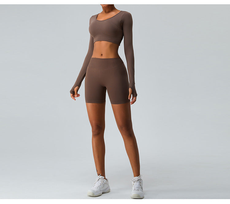 2023.09 Yoga shorts Women's V-waist peach butt lift seamless fitness pants wear tight abdominal compression sports shorts