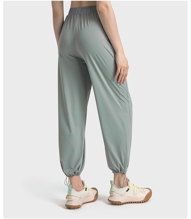 cool feeling original yarn UPF50+ sun protection pants women's outdoor casual all-match drawstring wide-leg straight-leg pants