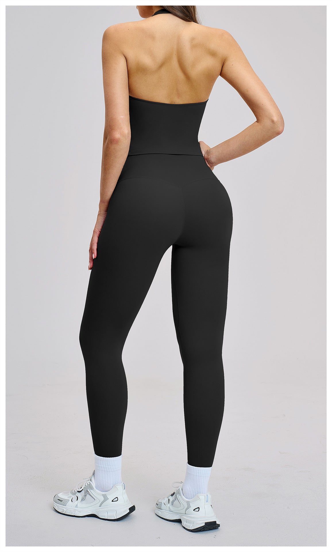 03/2026 Spring European and American style outdoor sports fitness set, brushed tight-fitting yoga wear, halter neck and beautiful back yoga set 4201