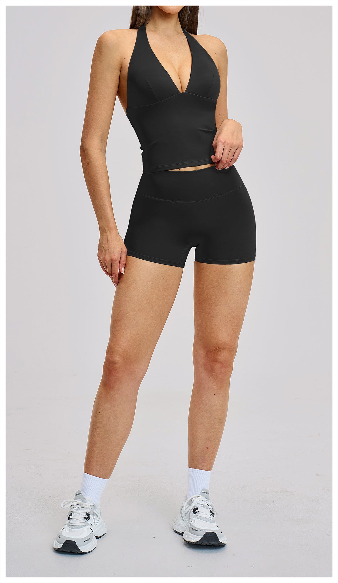 03/2026 Brushed Micro-flare Yoga Set, European and American Style Sports Running Fitness Set, Halter Neck Yoga Suit 4201