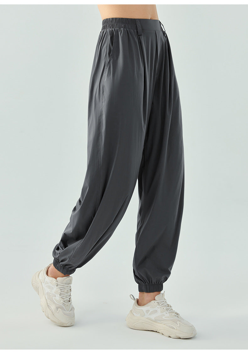 2023.09 New autumn and winter breathable loose vertical fitness pants ultra-thin breathable quick-drying running track pants for women