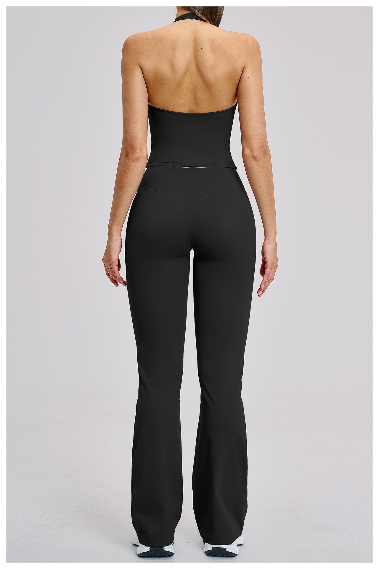 03/2026 Brushed Micro-flare Yoga Set, European and American Style Sports Running Fitness Set, Halter Neck Yoga Suit 4201