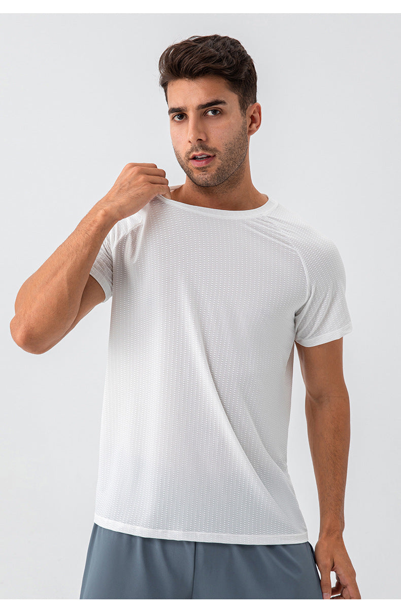 FOUREGG 23.7 Men's summer cool feeling quick-drying loose fitness clothing short-sleeved breathable sweat-wicking round neck casual running sports top 31224