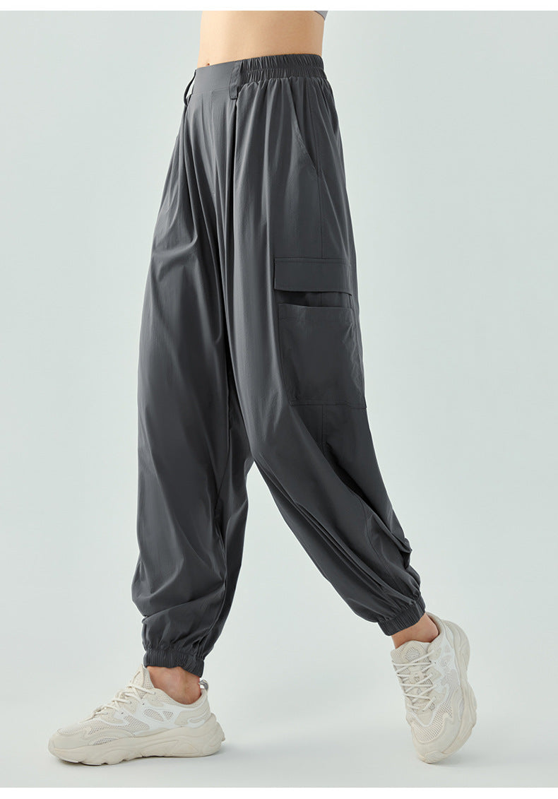 2023.09 New autumn and winter breathable loose vertical fitness pants ultra-thin breathable quick-drying running track pants for women