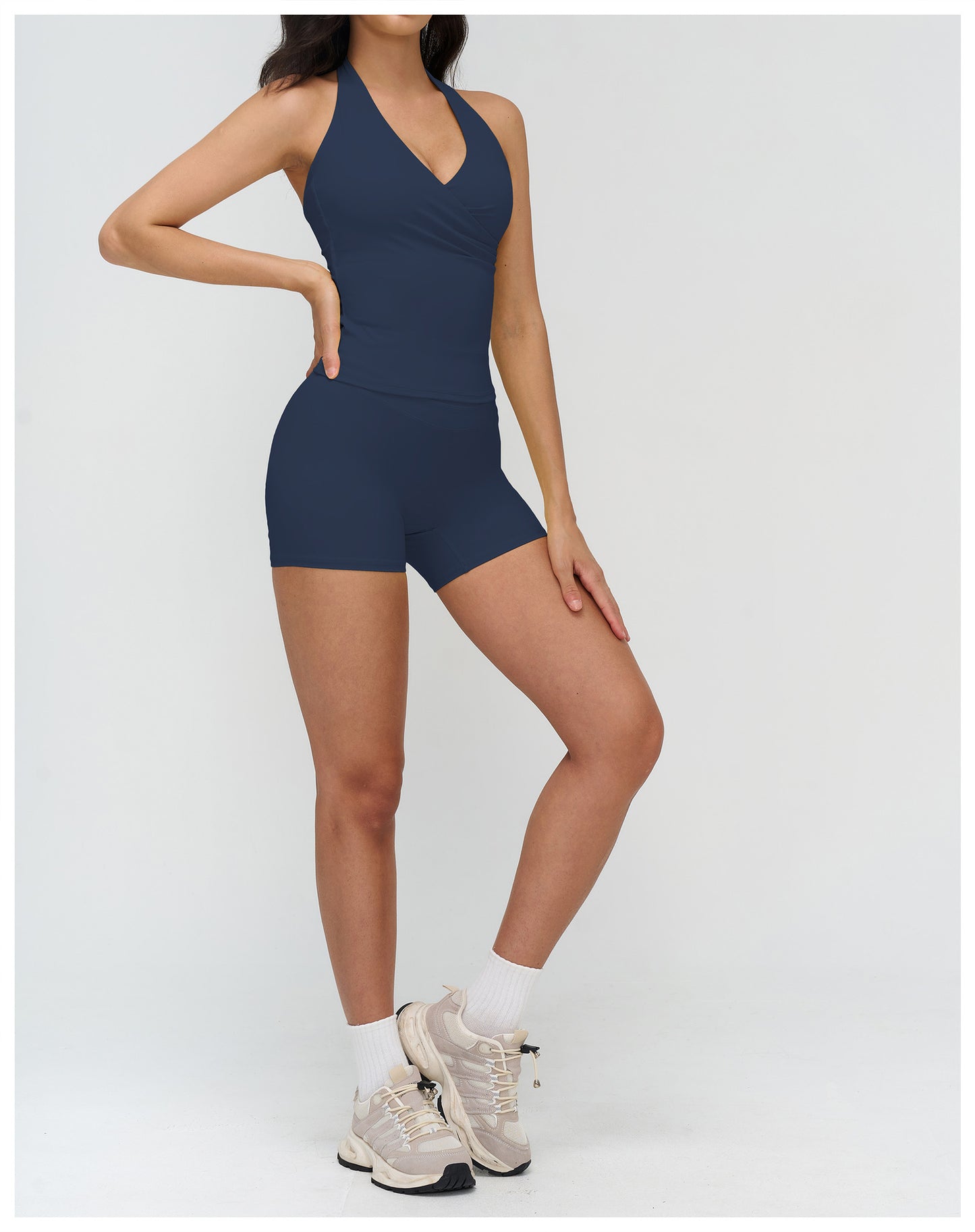 12/2025 V-neck halter yoga vest, tight brushed back beauty sports vest, outdoor running fitness underwear 3109