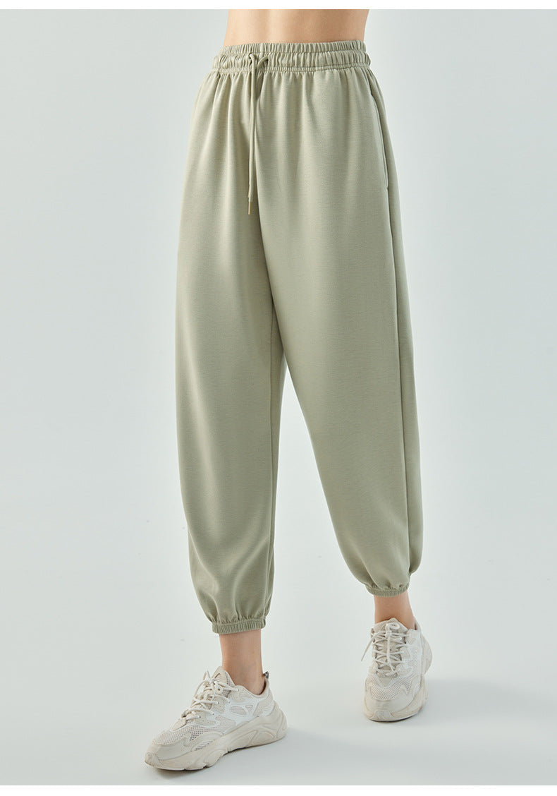 2023.08  sports pants women's soft waxy air layer beam running pants exercise loose casual wide-leg solid color fitness trousers