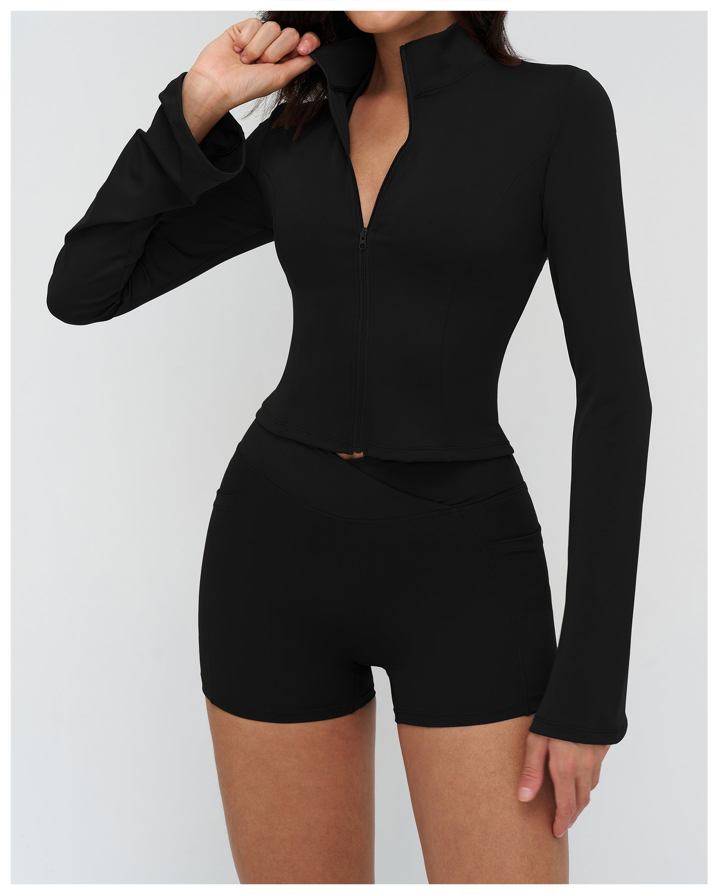 12/2025 Yoga coat, stand-up collar, zipper, flared sleeve, fashionable coat, outdoor running sports top, women 4518