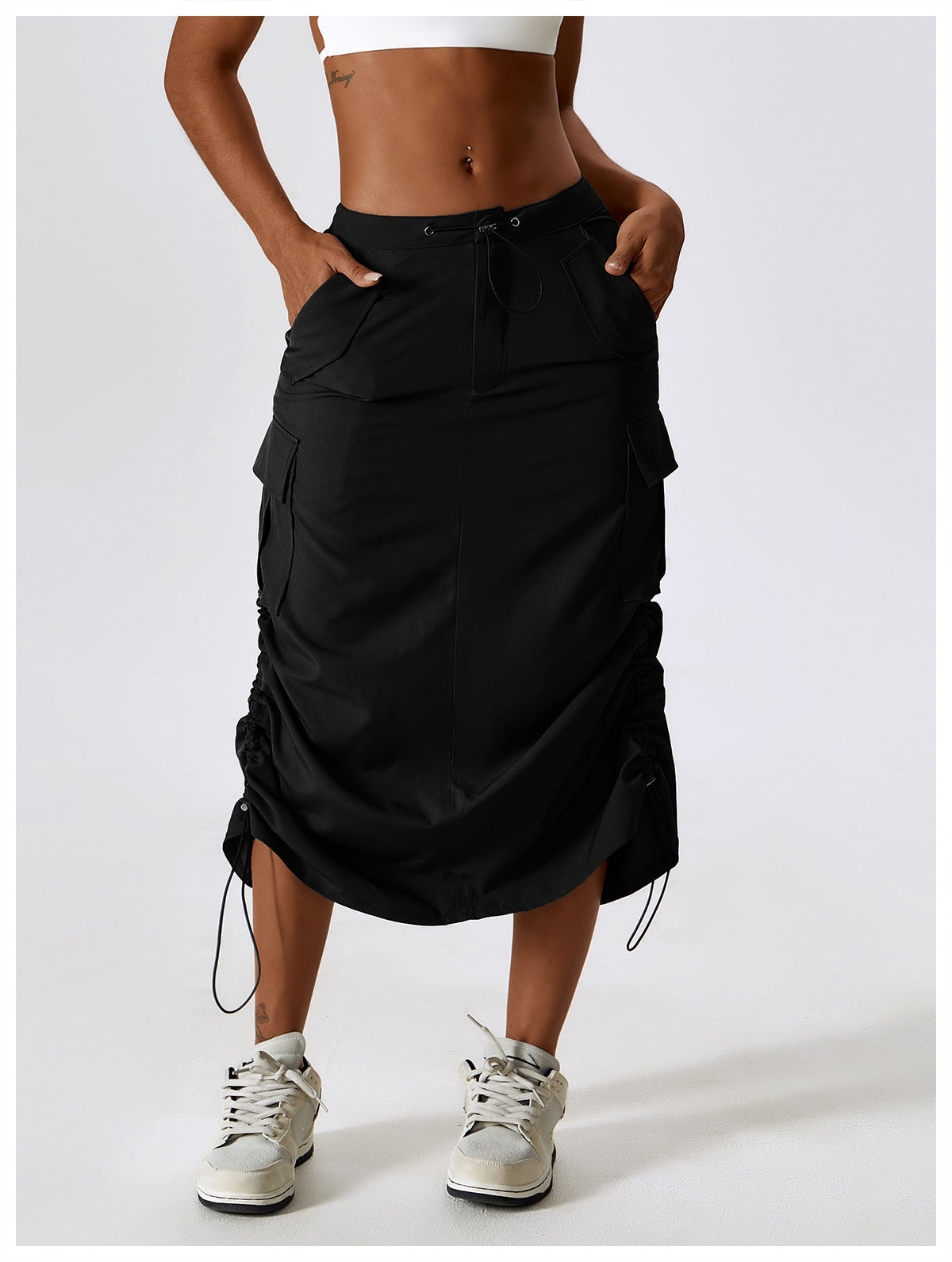 23.07 retro tooling skirt waist sports casual skirt mid-length all-match tooling pocket skirt 8336