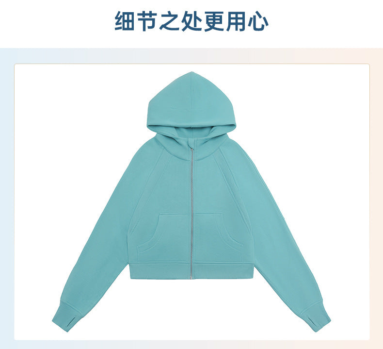 2023.09 SCA Autumn Winter warm with velvet zipper hooded sports coat loose yoga casual fashion all-in-one hoodie