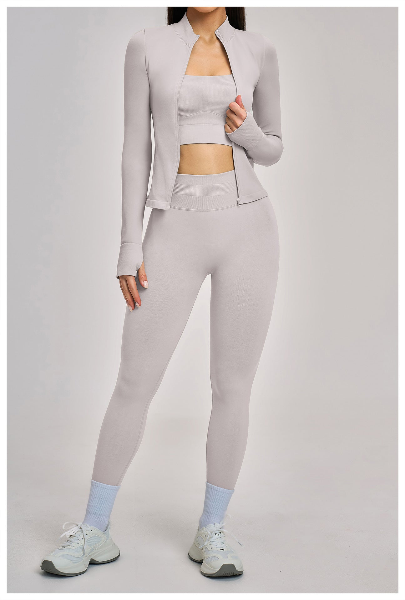 03/2026  Wholesale FOUREGG #5518 Seamless Yoga Set, Racerback Fitted Fitness Suit, High Elastic Running Sports Set for Women, 5518