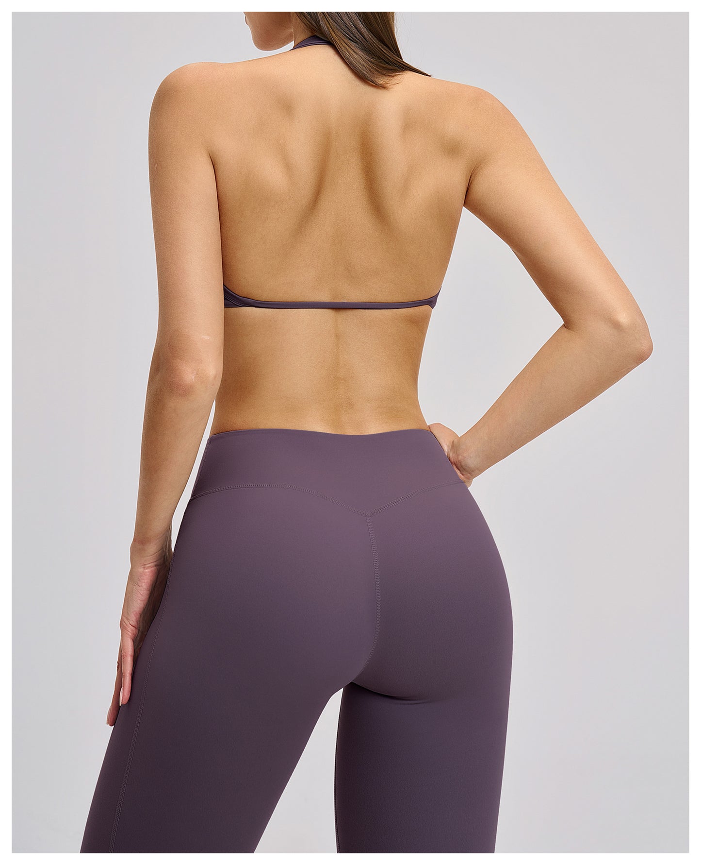 02/2026 Brushed halter neck sports bra with open back, yoga underwear, sports running fitness bra 4201