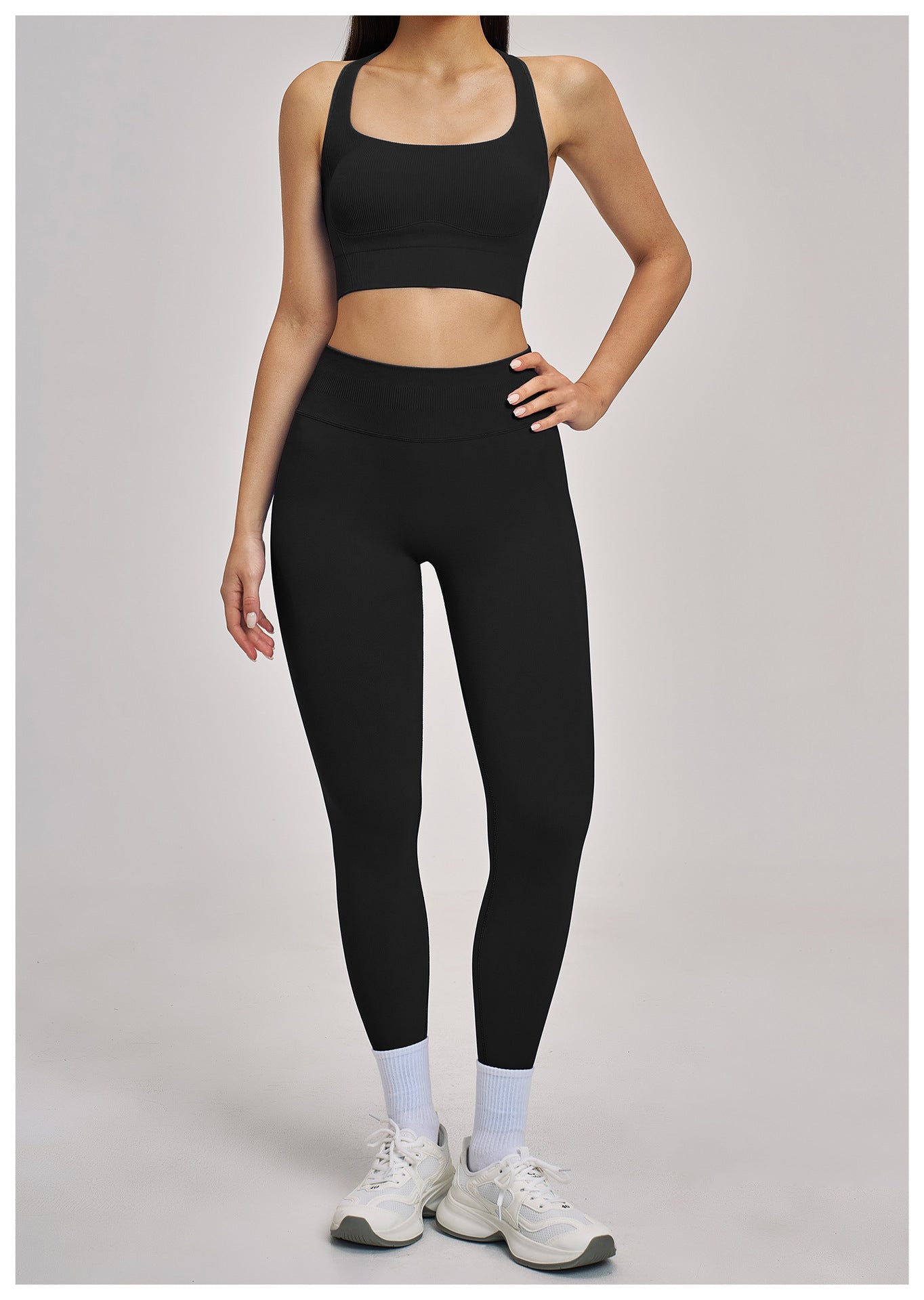 03/2026 Wholesale FOUREGG #5518 Seamless Yoga Set, Racerback Fitted Fitness Suit, High Elastic Running Sports Set for Women, 5518