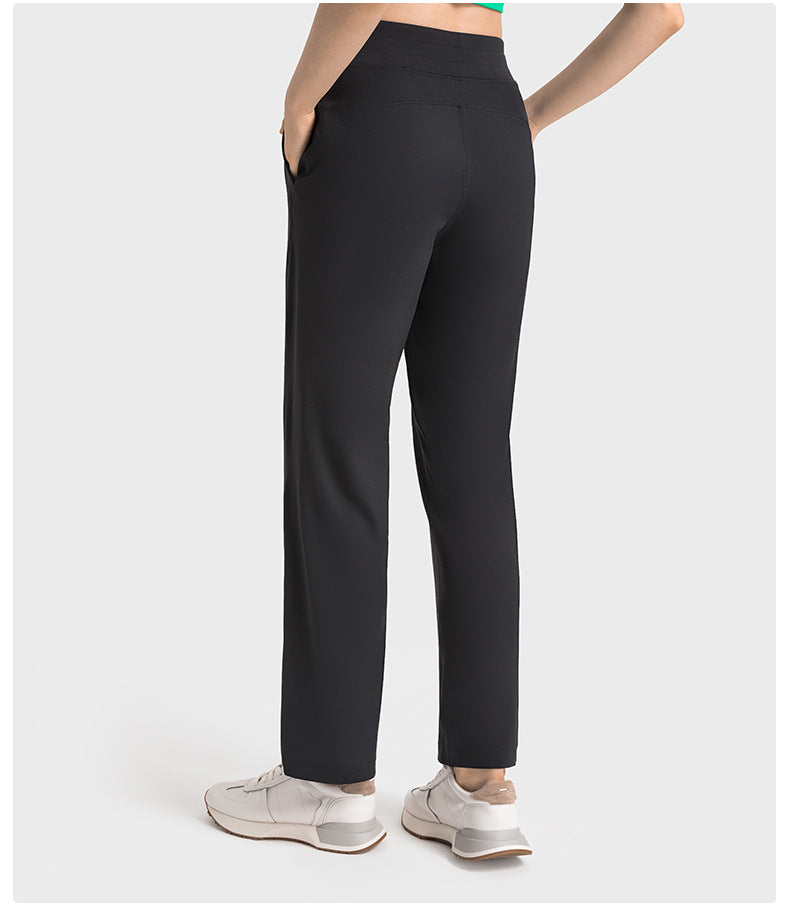 Hyosung Spandex Straight Casual All-match Sports Trousers Women's High Waist Abdominal Training Fitness Yoga Pants