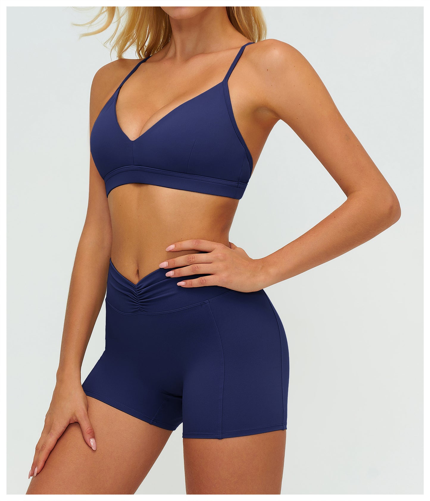 12/2025 Sujetador de yoga con cuello en V cepillado y espalda en forma de Y, sujetador deportivo ajustable, sujetador deportivo para fitness y correr 9313 -