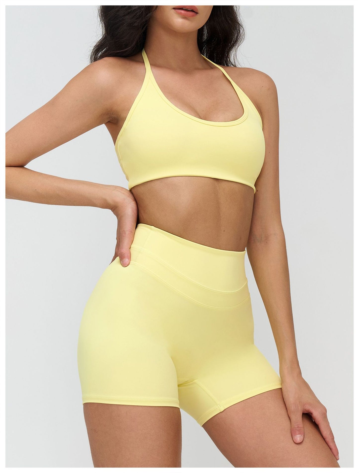 12/2025 European and American brushed yoga bra, neck-hanging hollow beauty back bra, fitness running sports underwear for women 3109