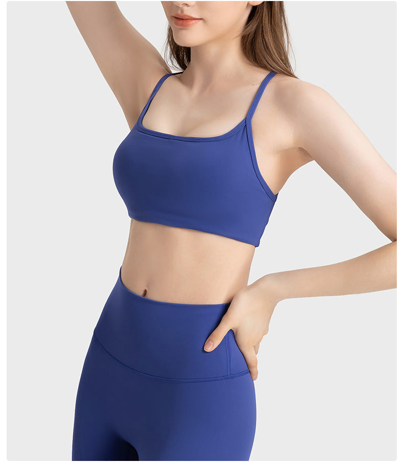 02/2023 updated thin strap cross hollow beautiful back sports bra bra low intensity yoga Pilates sports underwear