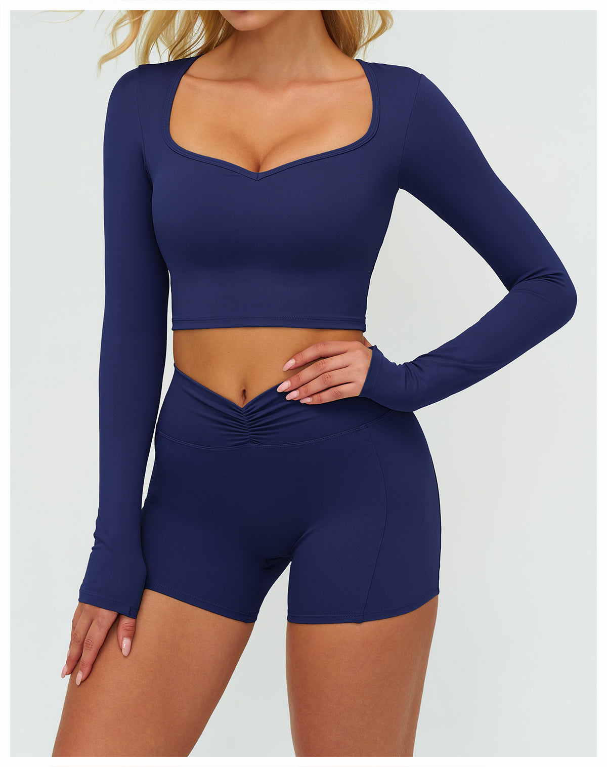 12/2025 Autumn/Winter Cross-Border Brushed Long-Sleeved Yoga Wear, Outdoor Running Fitness Wear, Casual Sports Top 9313