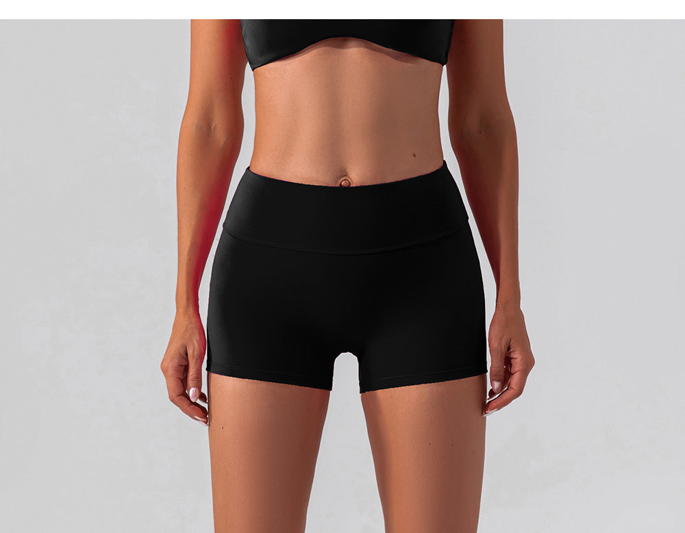 Women Shorts high-waist fitness shorts without embarrassing lines double-sided brushed yoga pants women's hip-lifting tight sports shorts