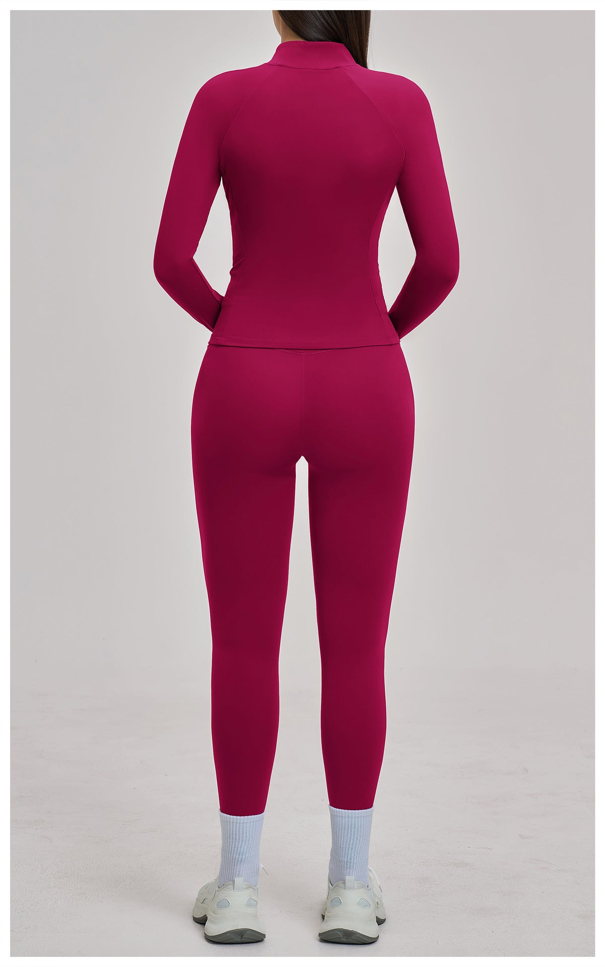 03/2026 Conjunto deportivo con cremallera acanalada - Conjunto casual para mujer - Ciclismo al aire libre, running y triatlón de fitness 4510